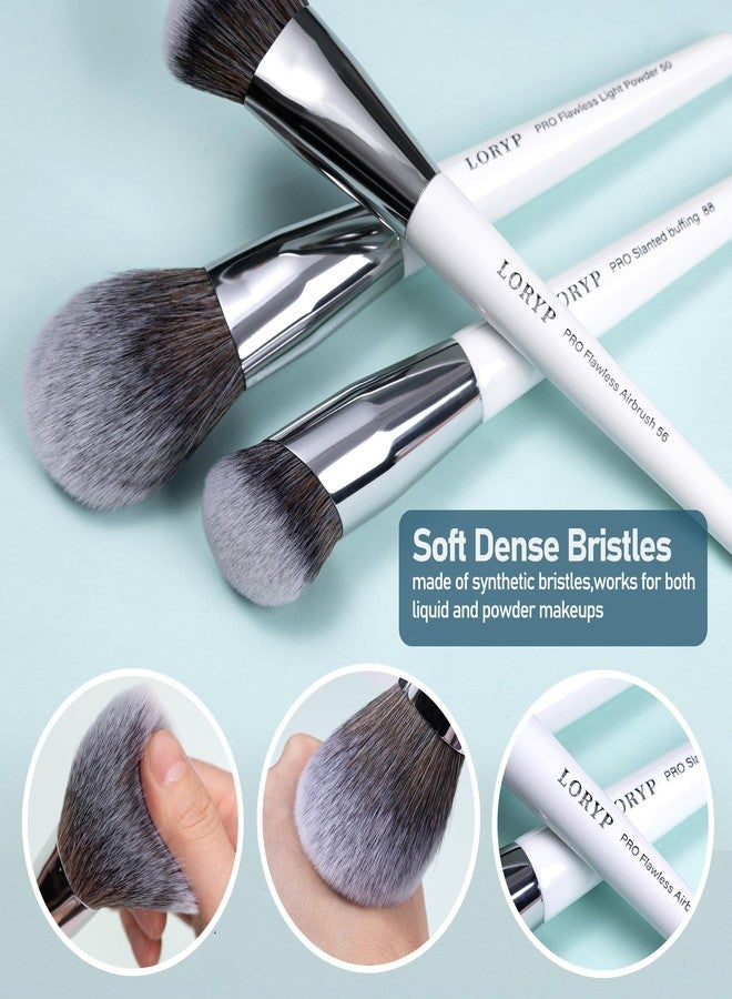 LORYP Makeup Brush Set Professional Soft Synthetic Vegan Luxury Cosmetic Brushes for Face & Eye White 20 Pcs - Image 5